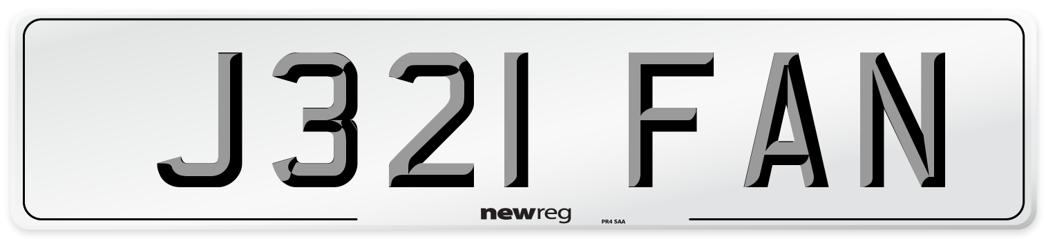 J321 FAN Number Plate from New Reg